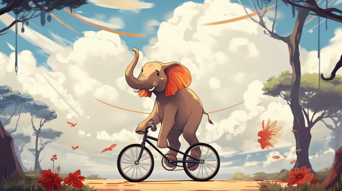 circus animal animals riding unicycle, in the style of large scale murals, cartoon-like characters, charming characters, whimsical cartoonish characters, childlike, pastoral nostalgia