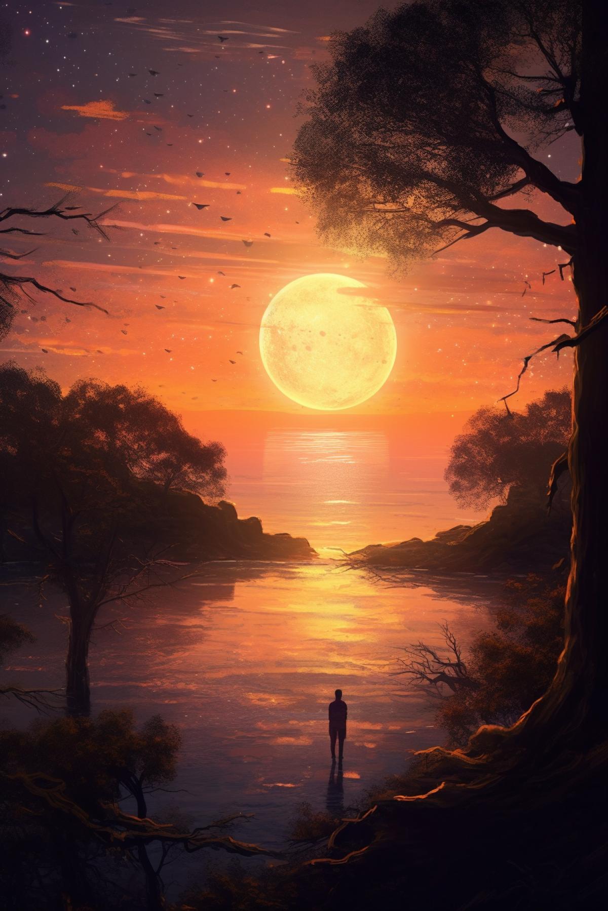 Moon at sunset