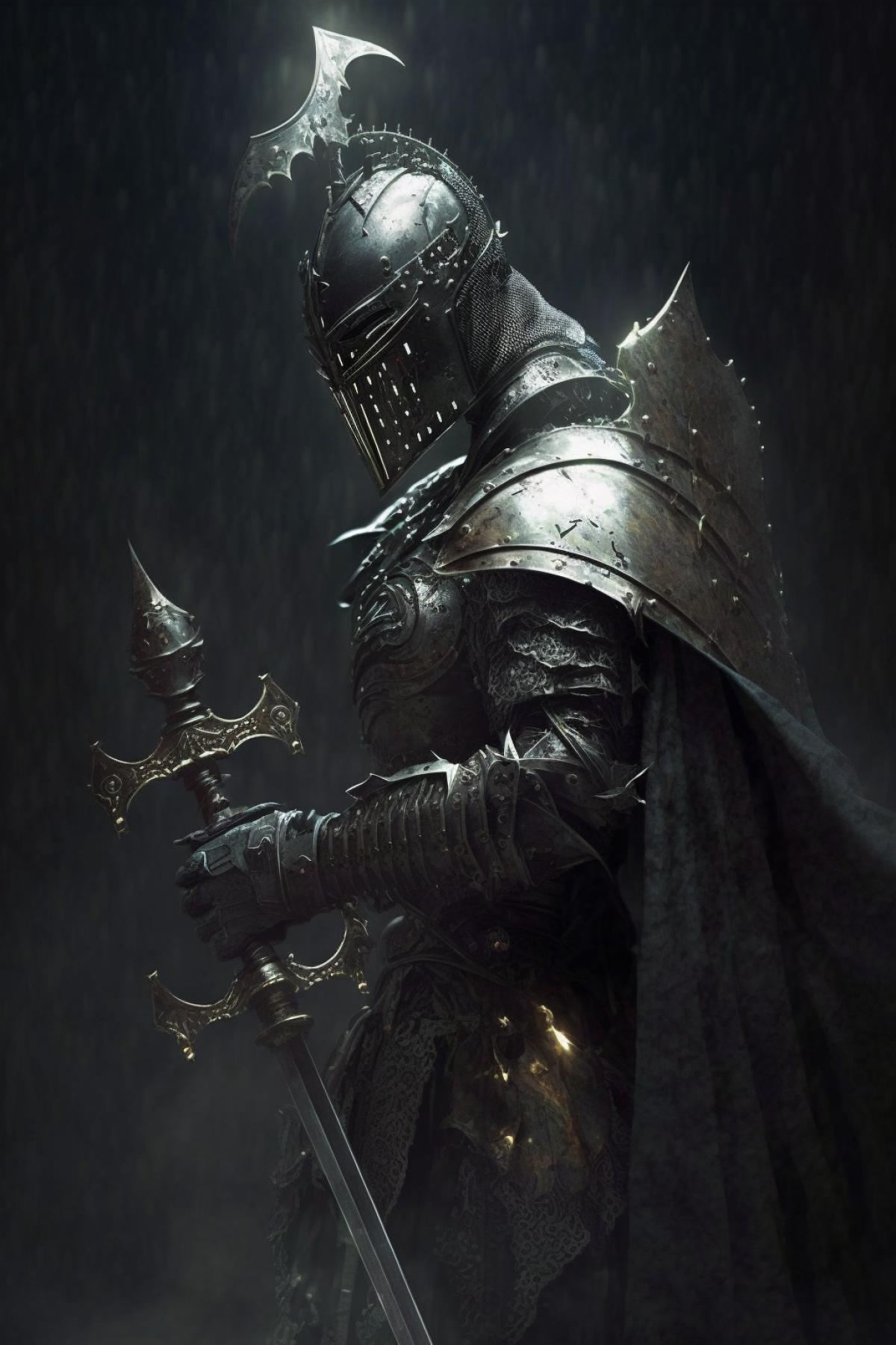 knight in dark protector of women in light