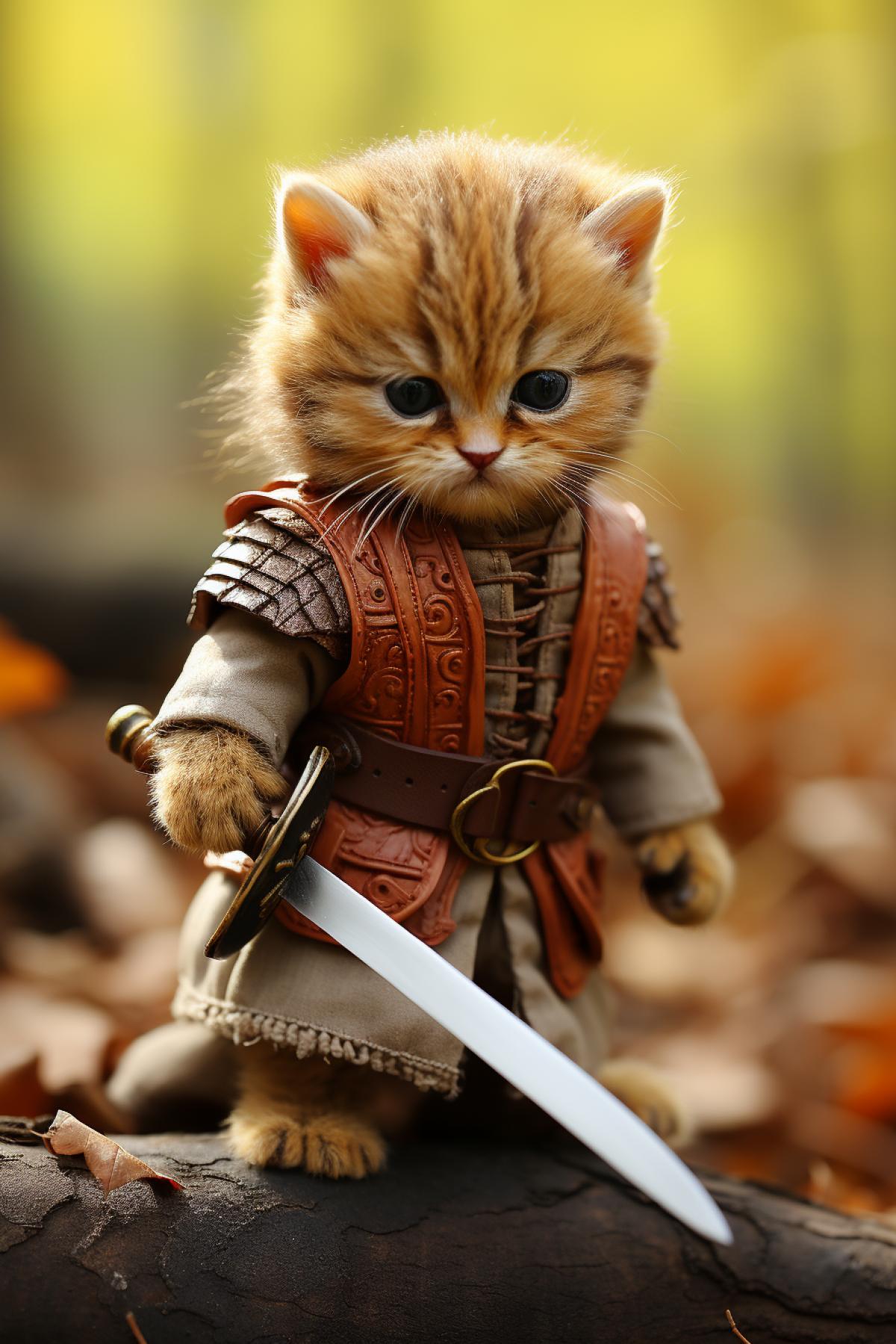 a cute little cat in knights armor