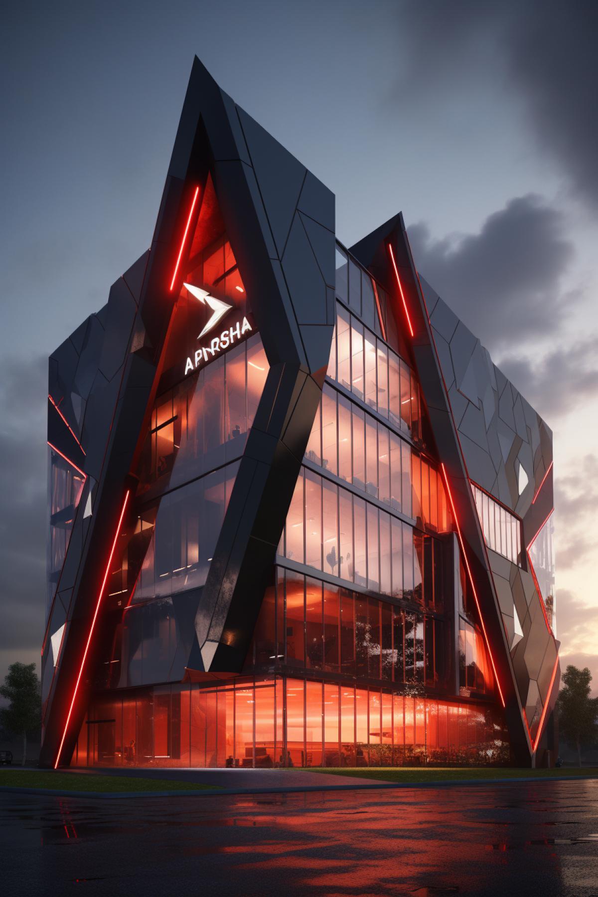 trash polka business building, professional photography, cinematic lighting, natural lighting, octane rendering