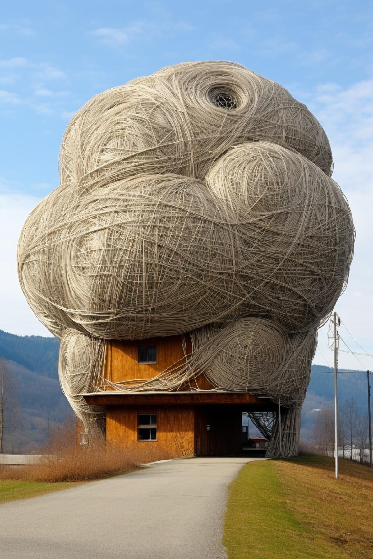 A building in the form of a huge ball of thread