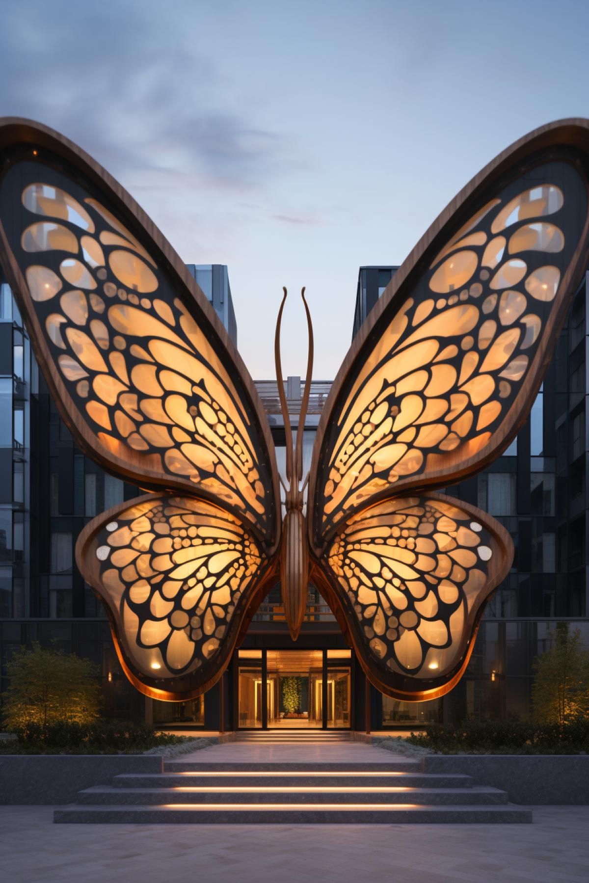 Building in the shape of a butterfly