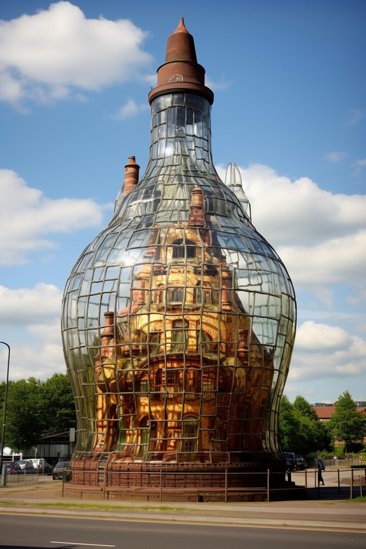Building in the shape of a huge bottle