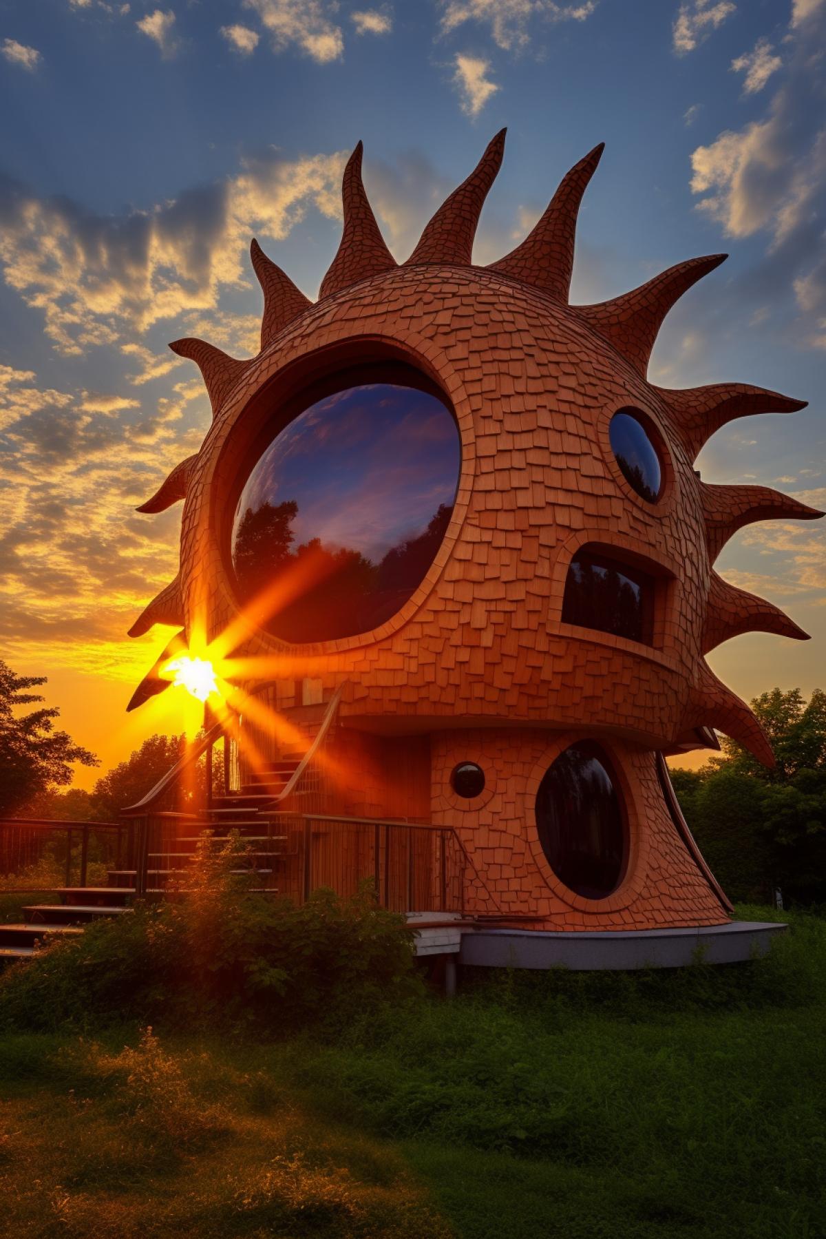 House in the shape of a huge sun