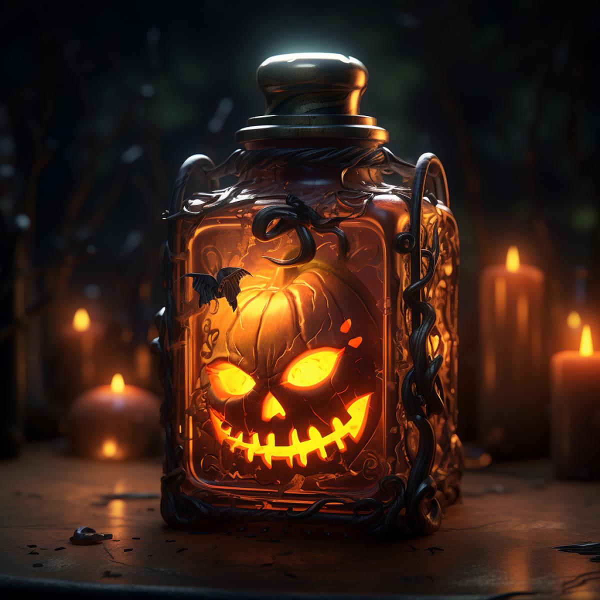 Glbottle filled with Halloween spirit