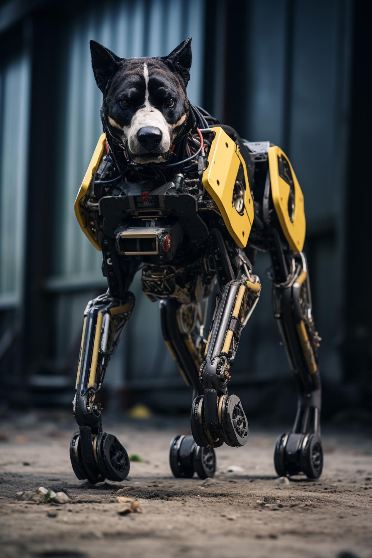 Robodog in Boston Dynamics style runs after the cat