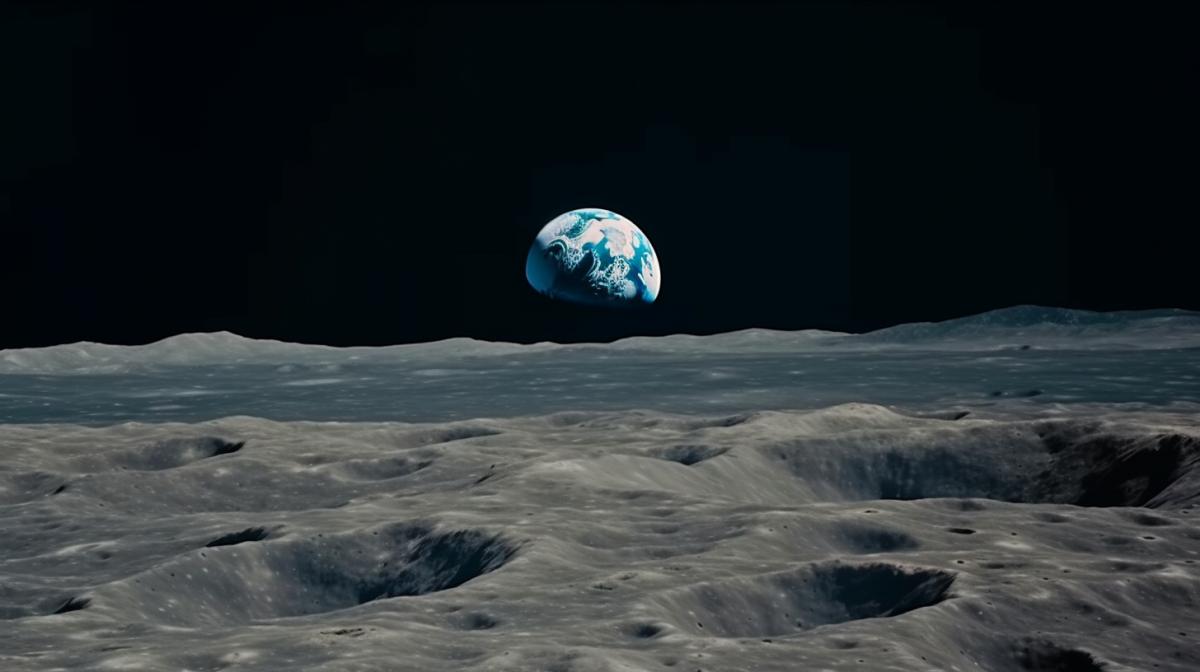 point of view shot of the earth from the moon, Instagram, beautifully color-coded, photorealistic, highly detailed, 8k