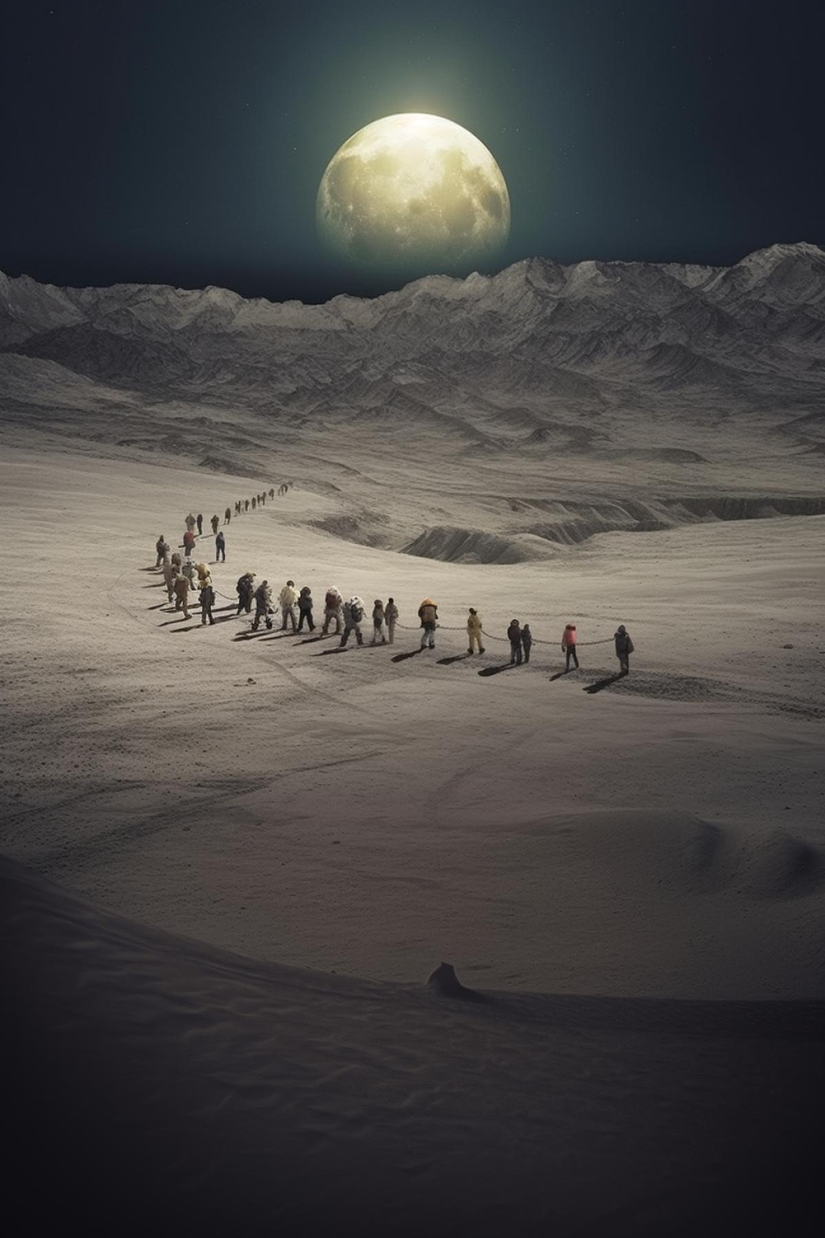 Expedition, travel, moon, many people, photography