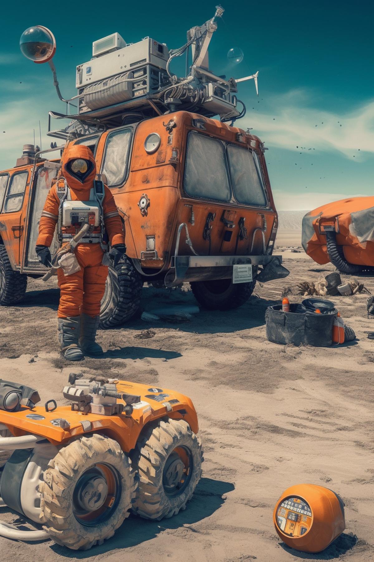 expedition to the moon, search for life, hyperpunk style, Mad Max style, photography