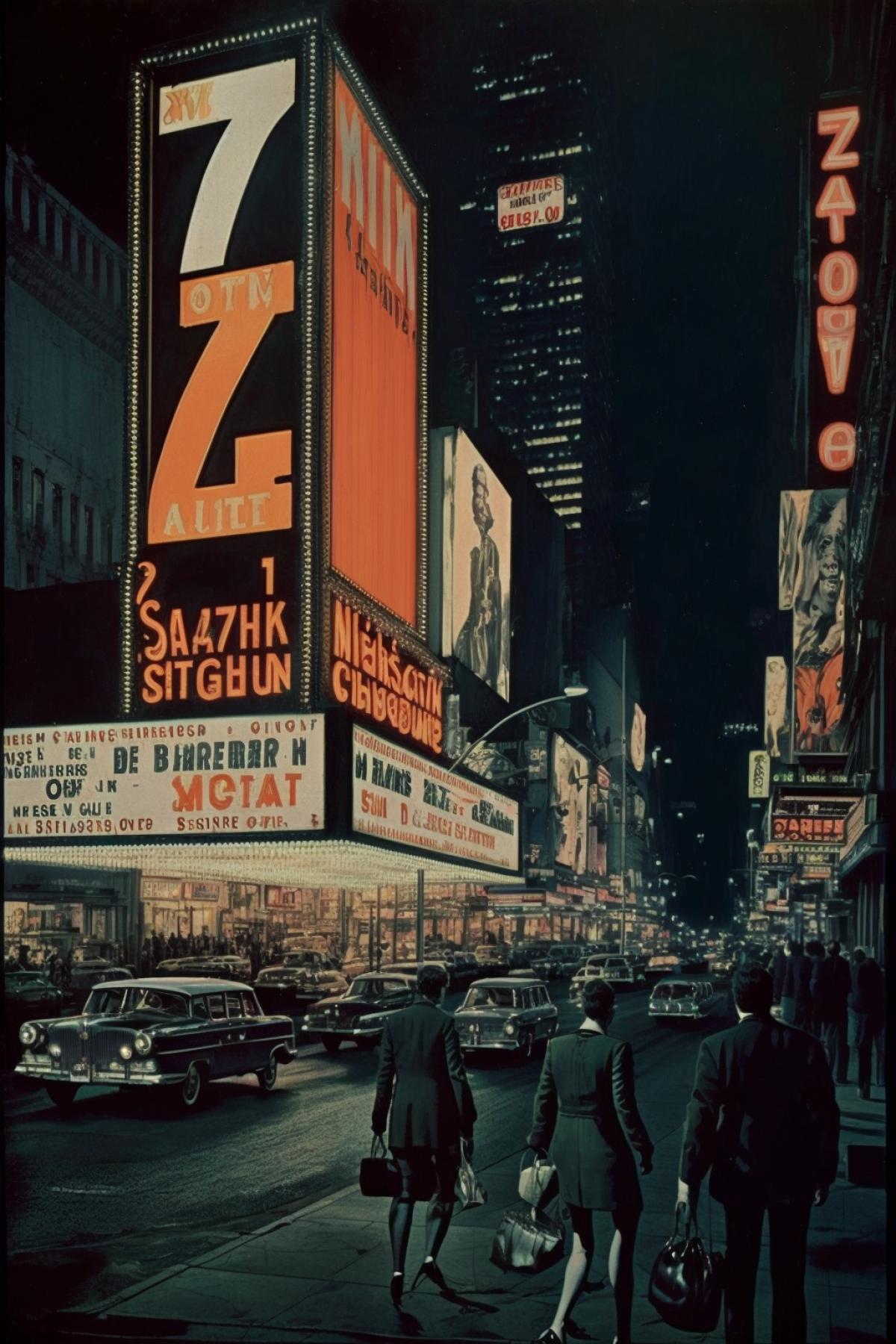 Times Square at night in the 60s