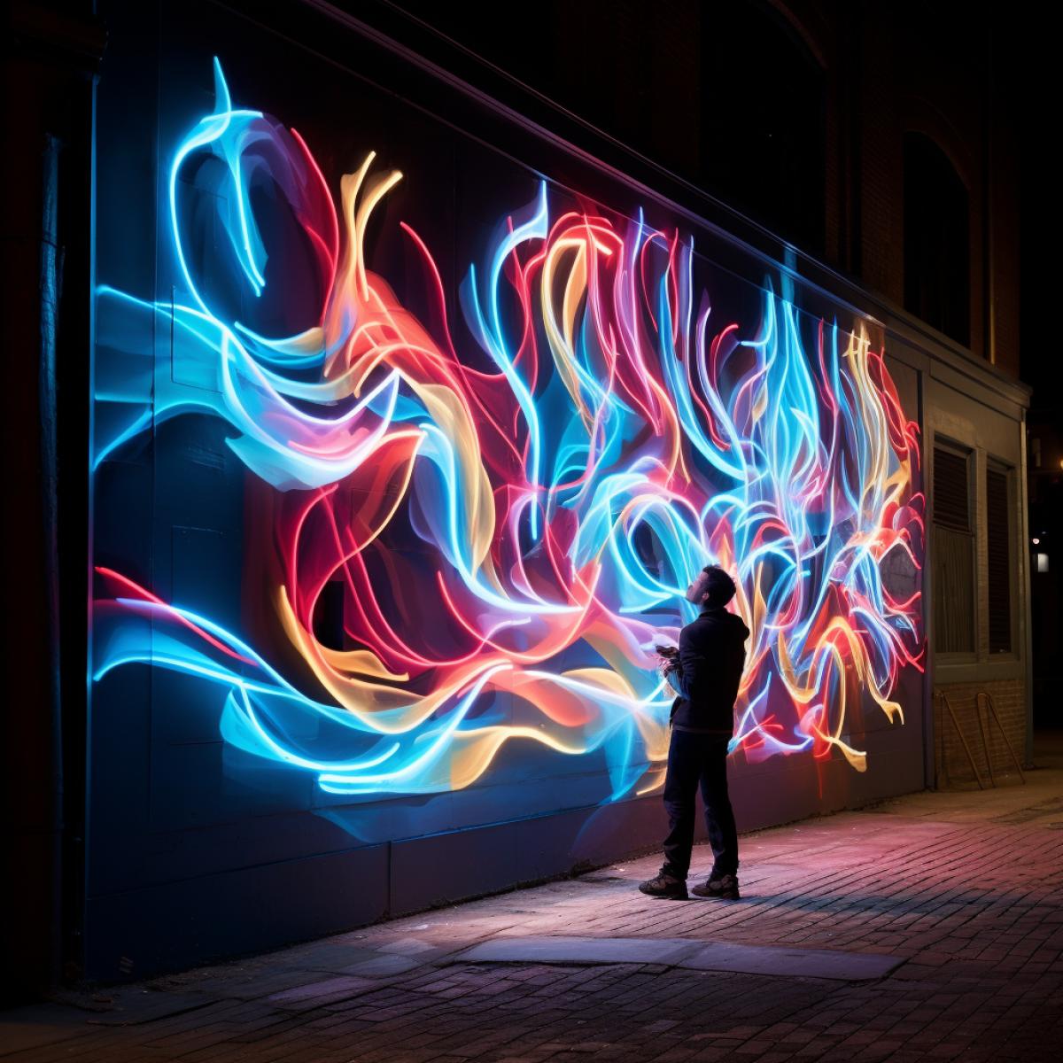 An avant-garde street artist using interactive neon projections to create dynamic, temporary artworks on the citys walls. Passersby engage with the art, adding their own touch to the ever-changing urban gallery, blurring the lines between artist and audience.