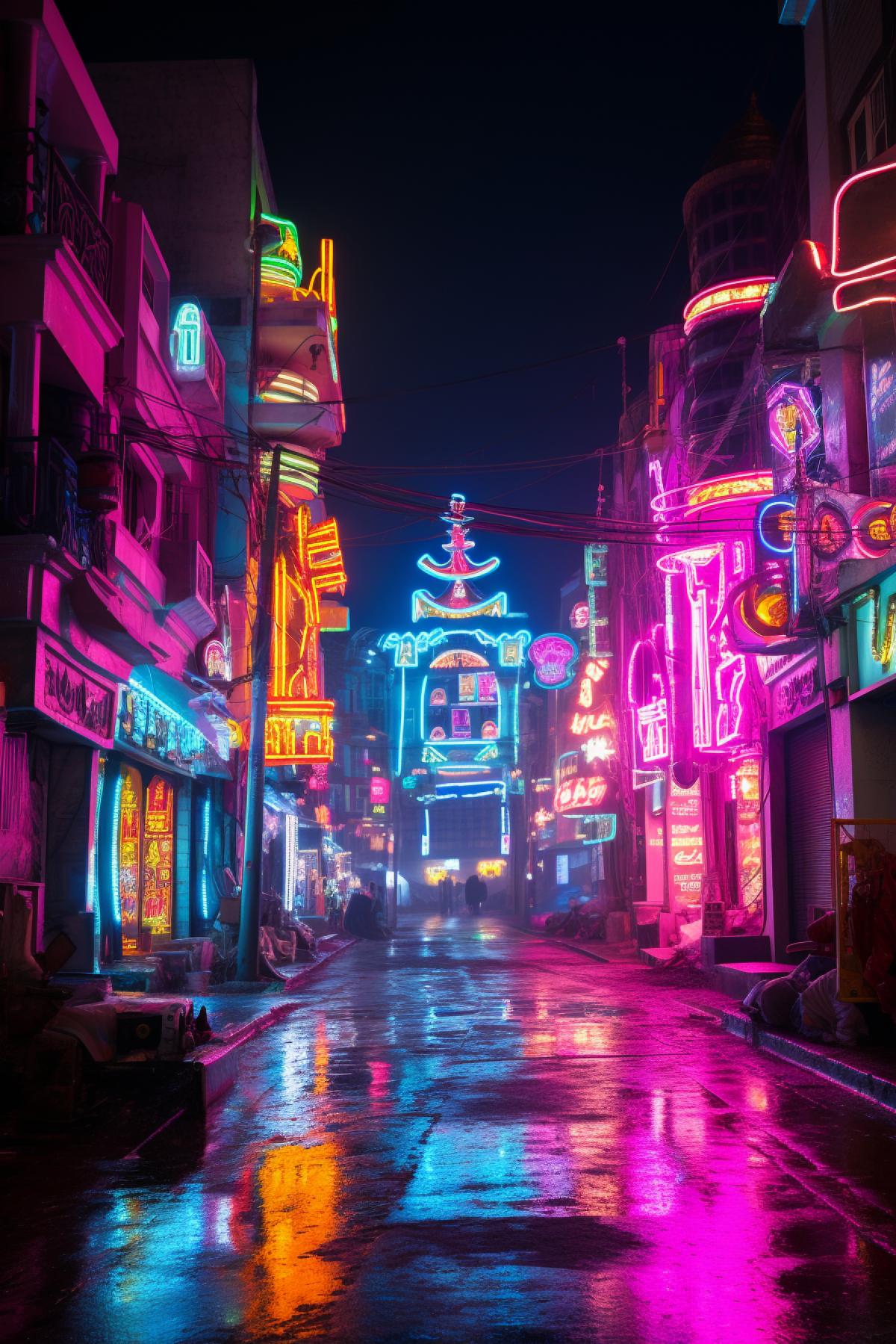 Neon magic mysterious Agraba city