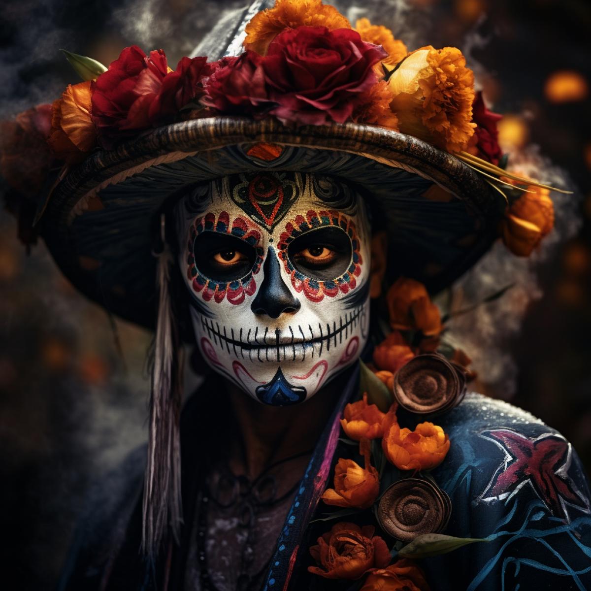 The spirit and traditions of the Day of the Dead in Mexico, mystical, realistic photo, high detail