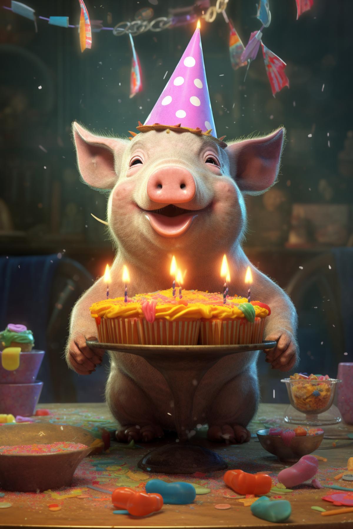 Pig celebrates birthday