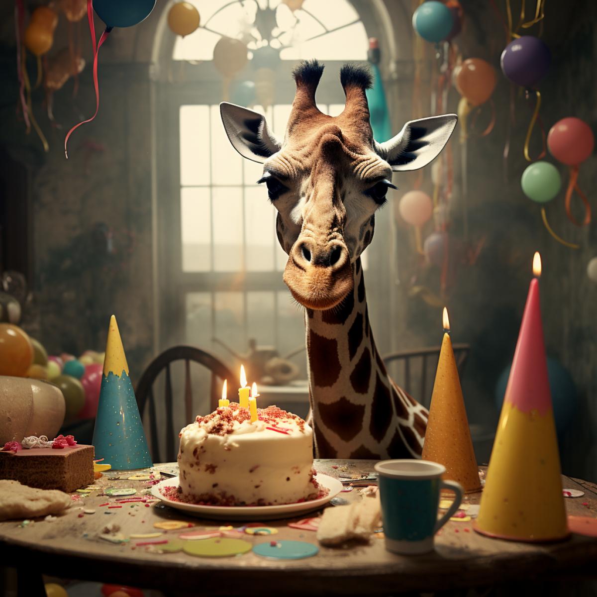 Nobody came to the giraffe for his birthday, he is sad