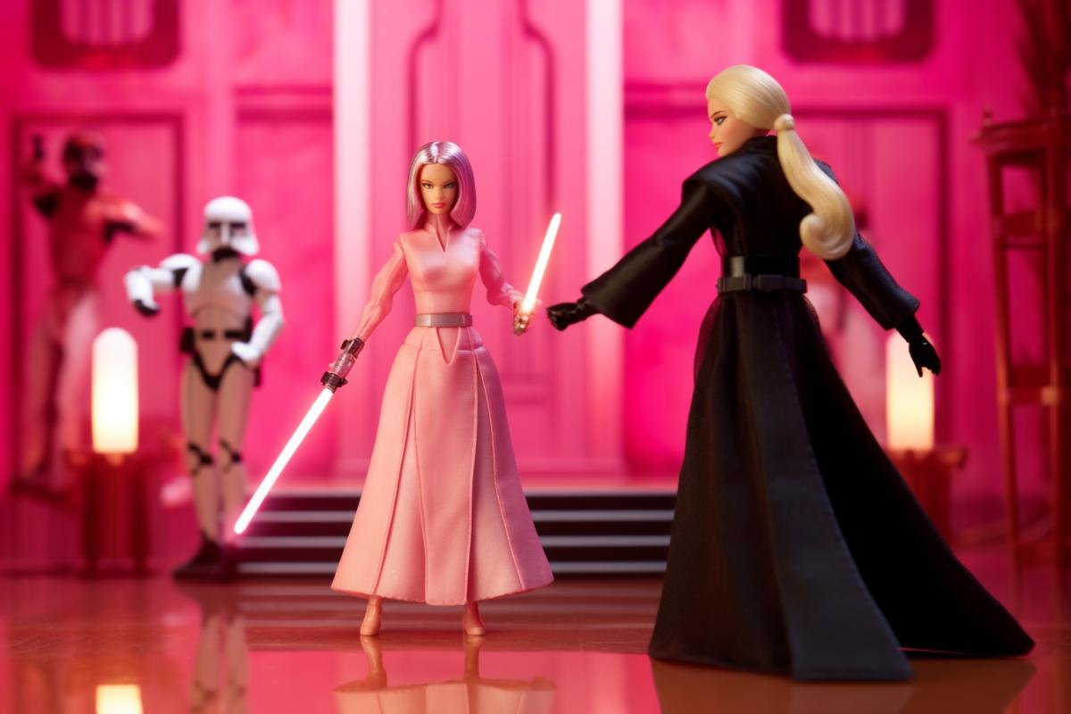 Barbie style lightsaber battle