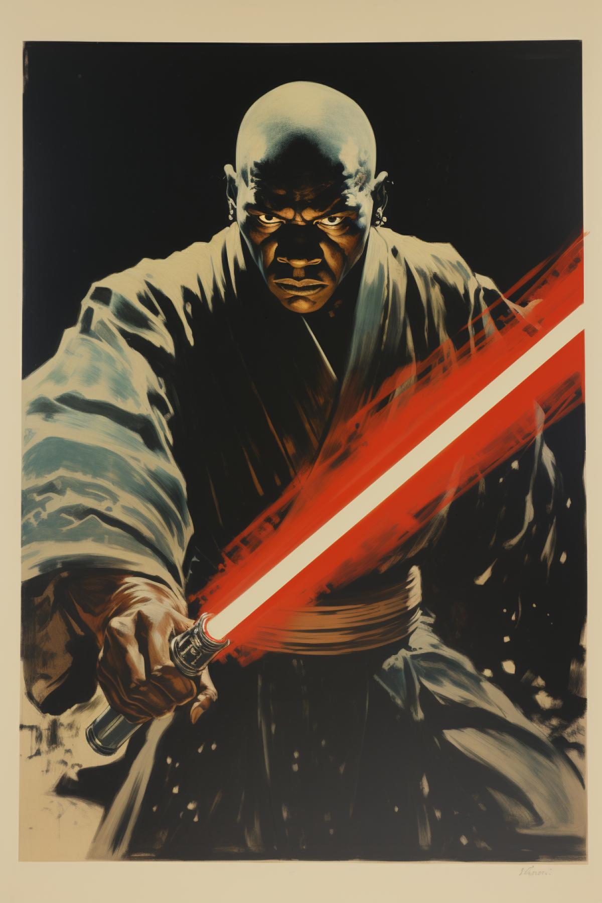 J.m.flaggs poster Jedi fight lightsaber