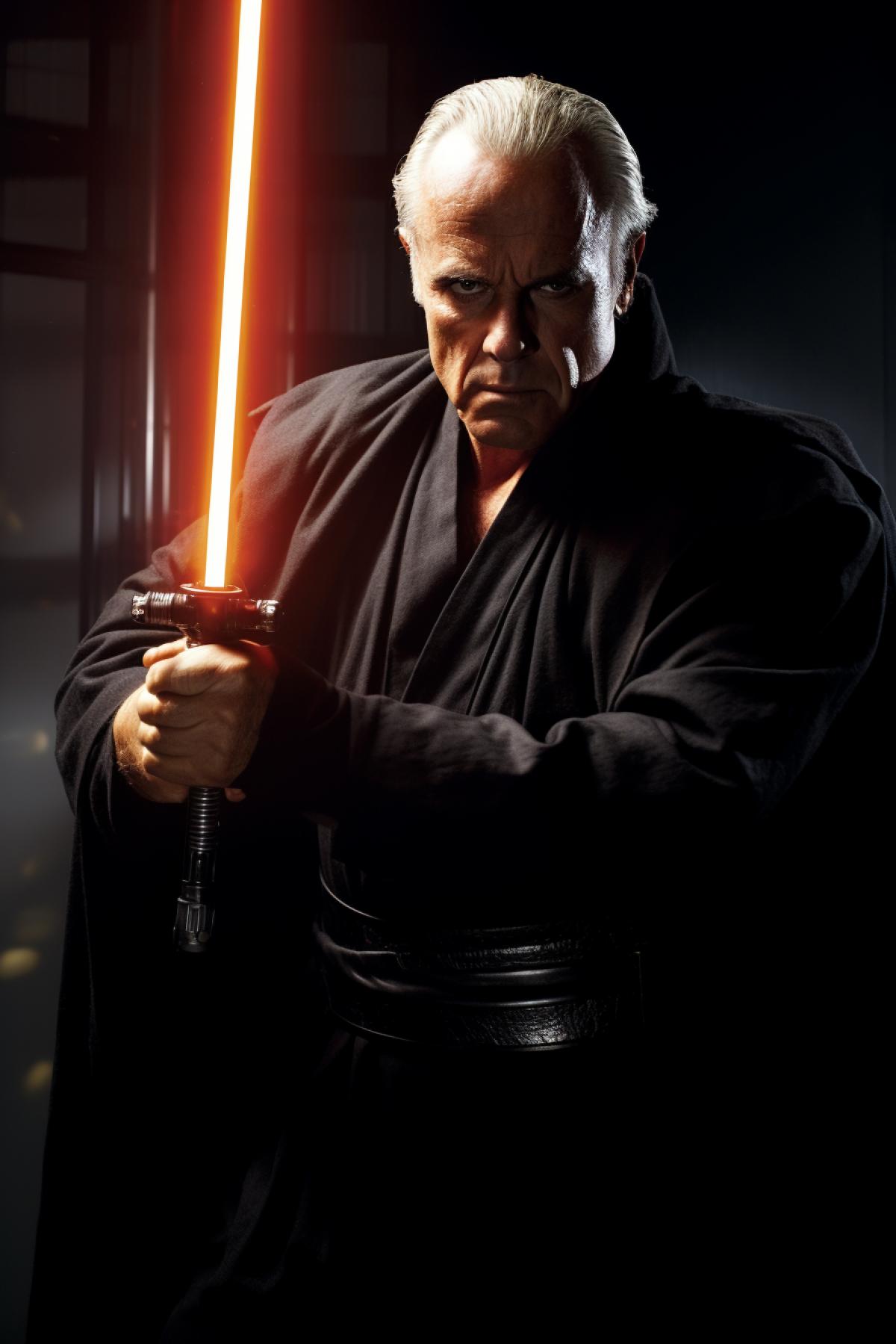 The coolest Jedi in the universe with lightsaber Marlon Brando the Godfather dangerous and armed nothing personal its just a business awarded picture