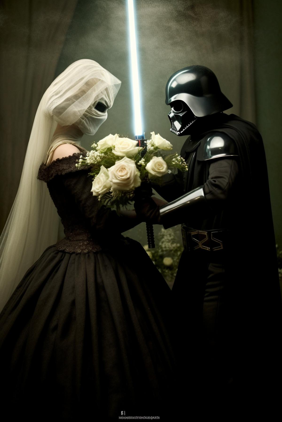 Death and life fight with lightsabers, pixar gothic baroque style