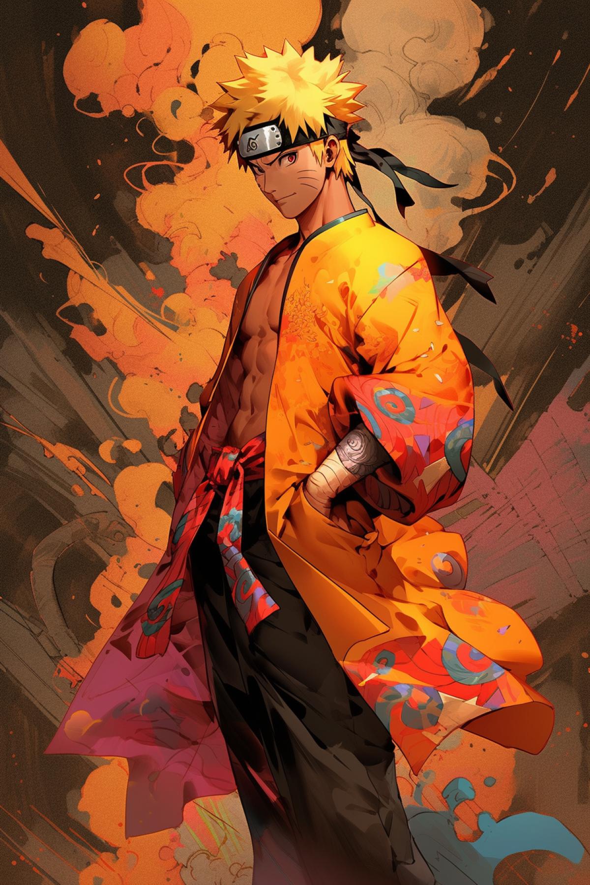 Naruto Uzumaki, an anime character from Naruto Shippuden, colorful, detailed