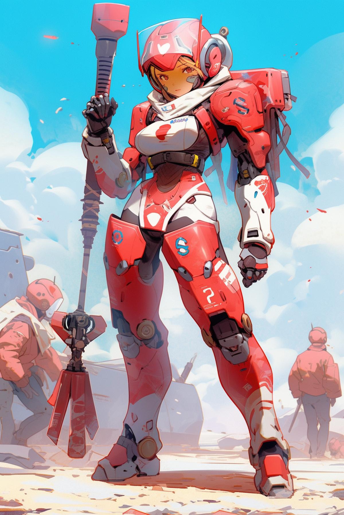 Sci-fi paladin character design on the field of battle, dynamic 4k action, the style of Monokubo, Jeff Lemire, Leiji Matsumoto and Mike Mayhew