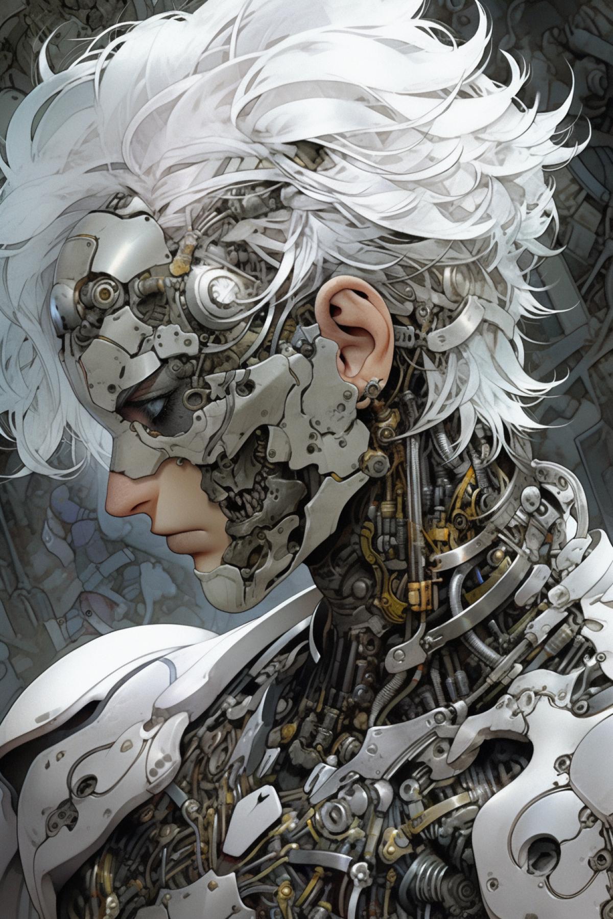 photorealism by Hiroya Oku. cyber-soldier Sun-Ken Rock, metallic plates, intricate details, grim visage, epic lighting, inspired by Katsuya Terada, Yoji Shinkawa, Akihiko Yoshida