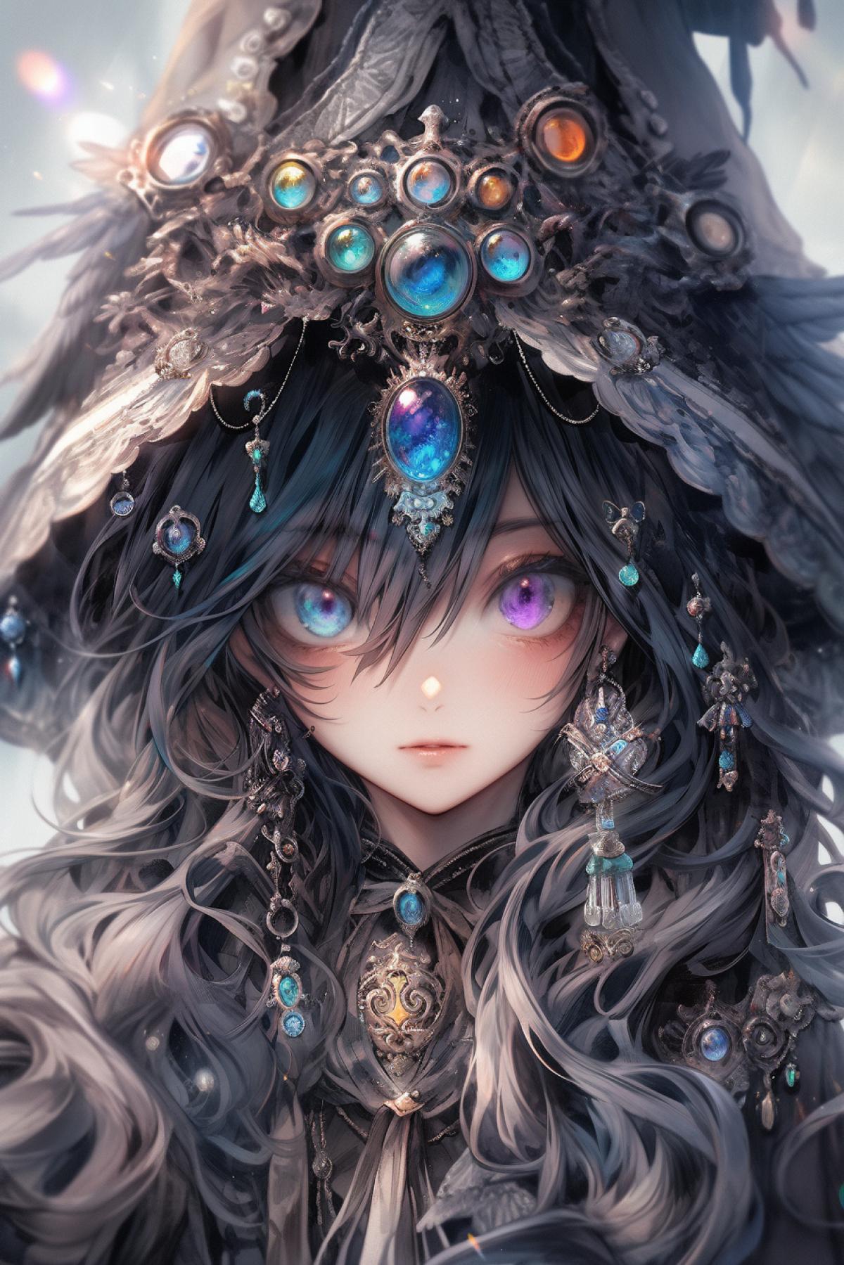 full shot, young woman mage, realistic anime pencil drawing, dynamic 4k, pastel colors, a lot of details, beautiful and detailed eyes, intricate, anime style