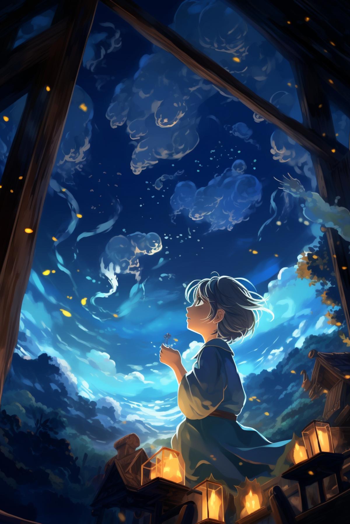 Esoteric female beautiful healer master catching cosmic currents in her cabin on the mountain Fuji slop at night tension suspense  detailed hayao Miyazaki illustration