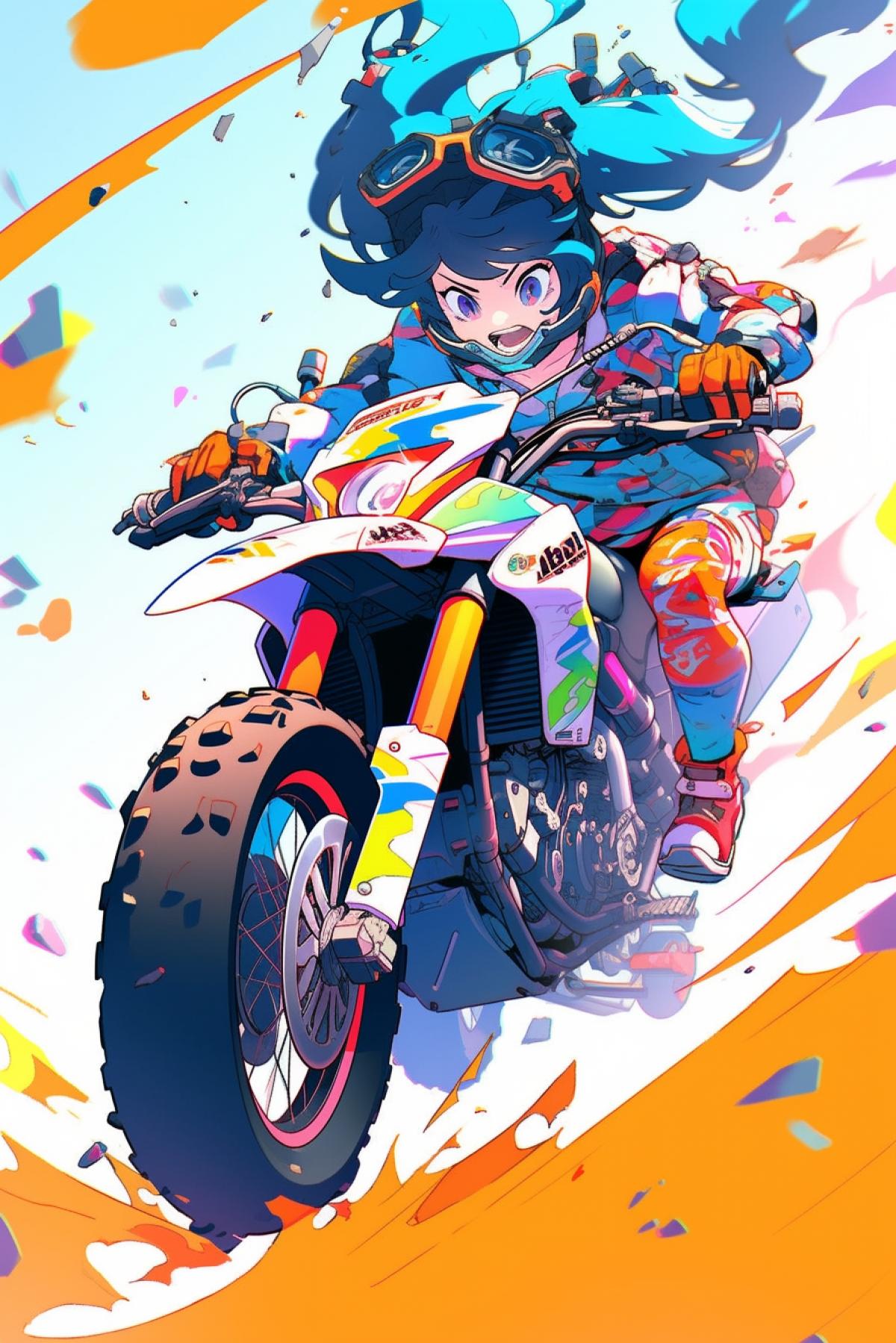 Crazy Motorcycle Racing in Anime Style