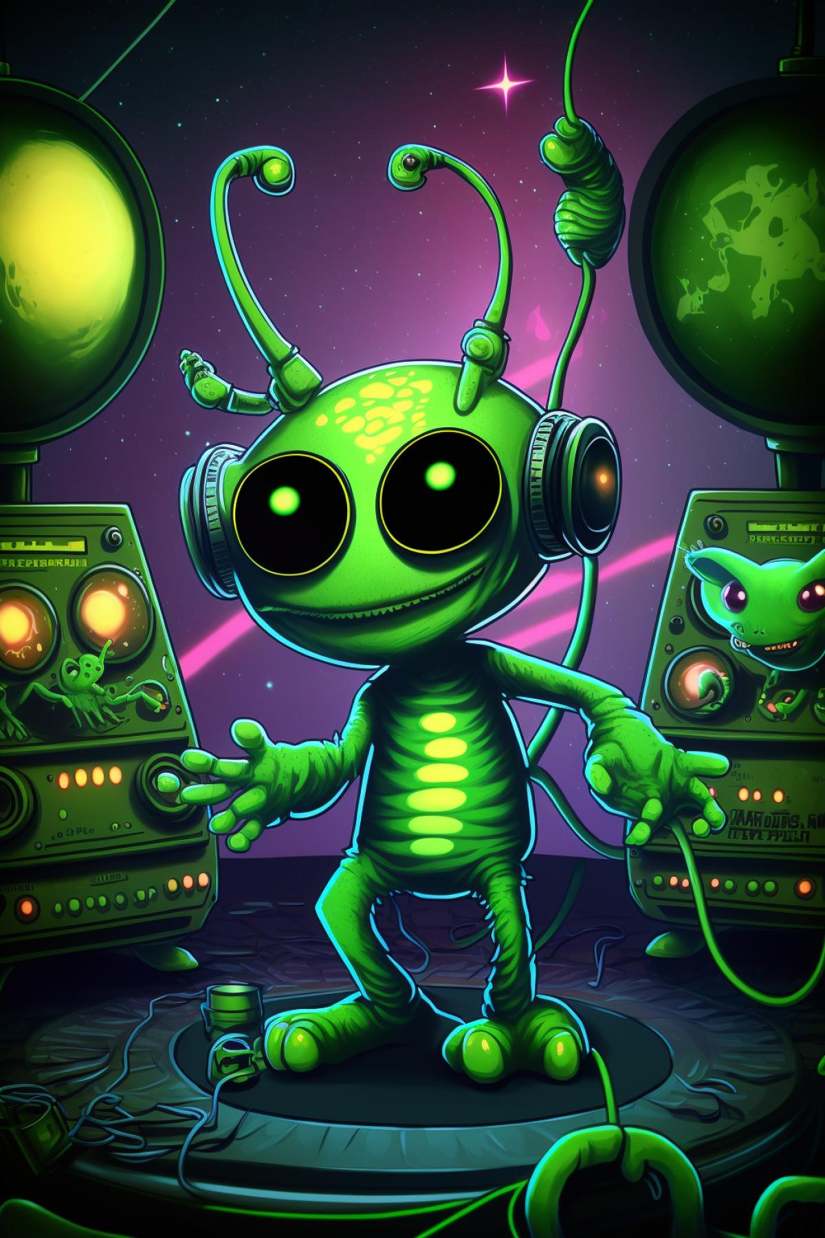 Green aliens fun disco