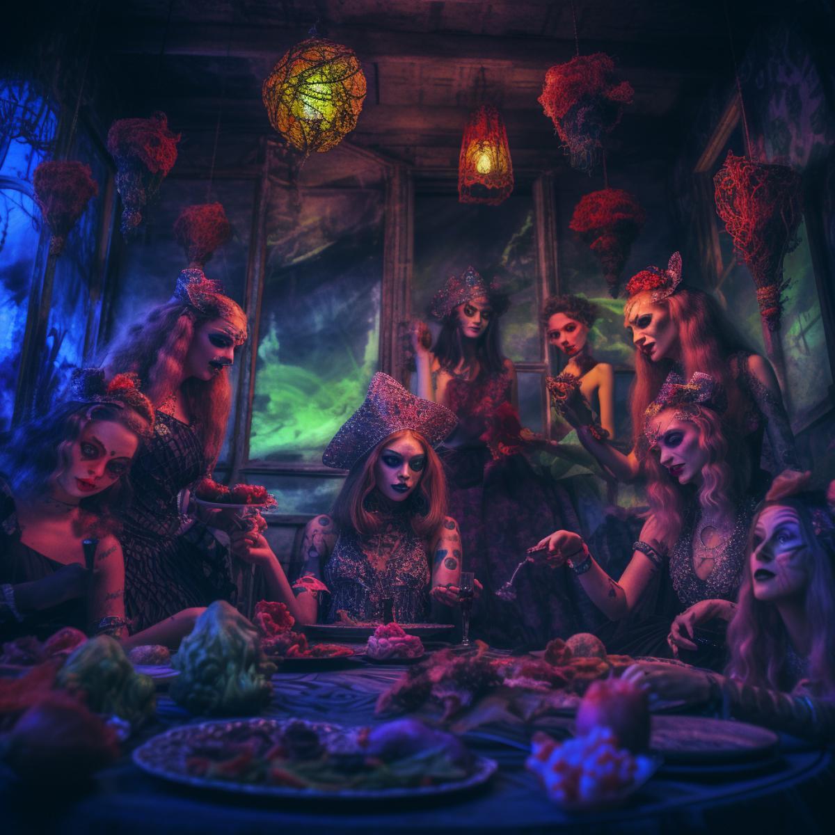 Vampire party, psychedelic, photographic
