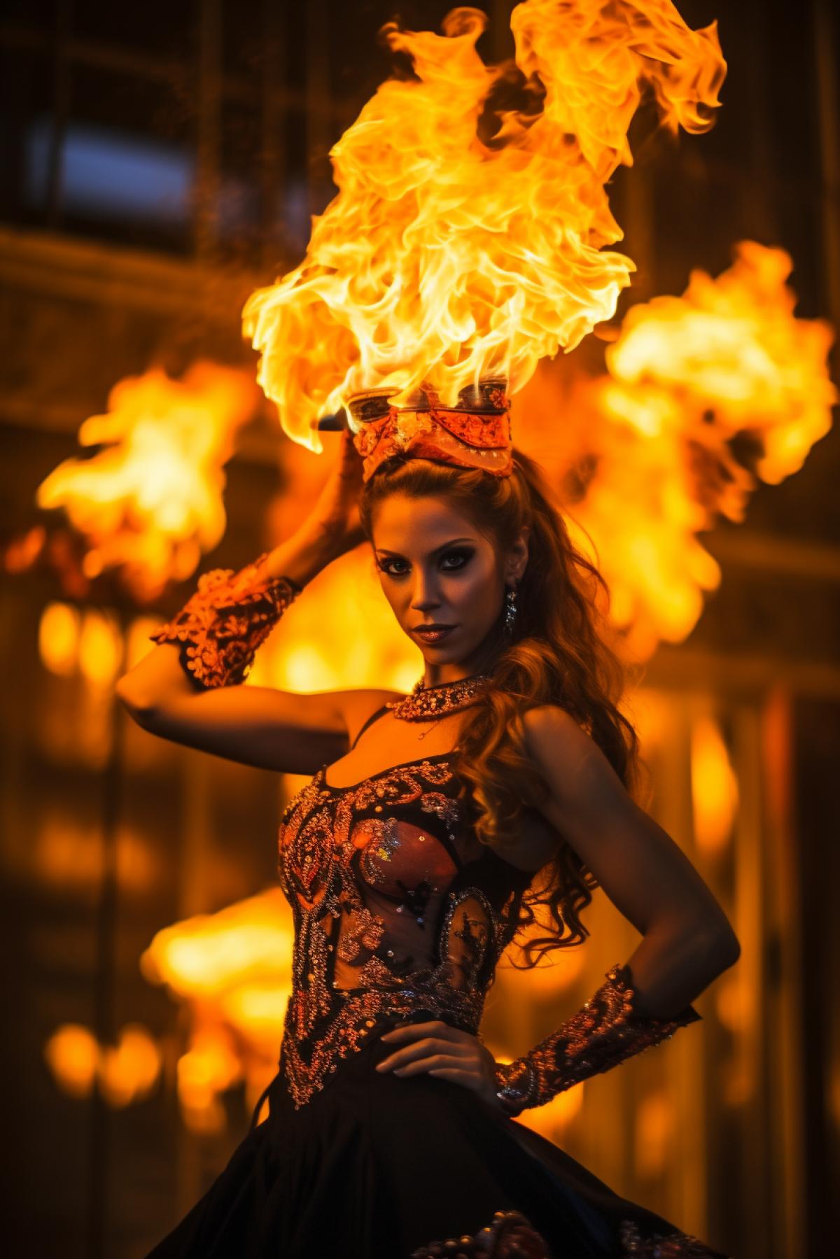 Incredibly beautiful fire show at a privatey