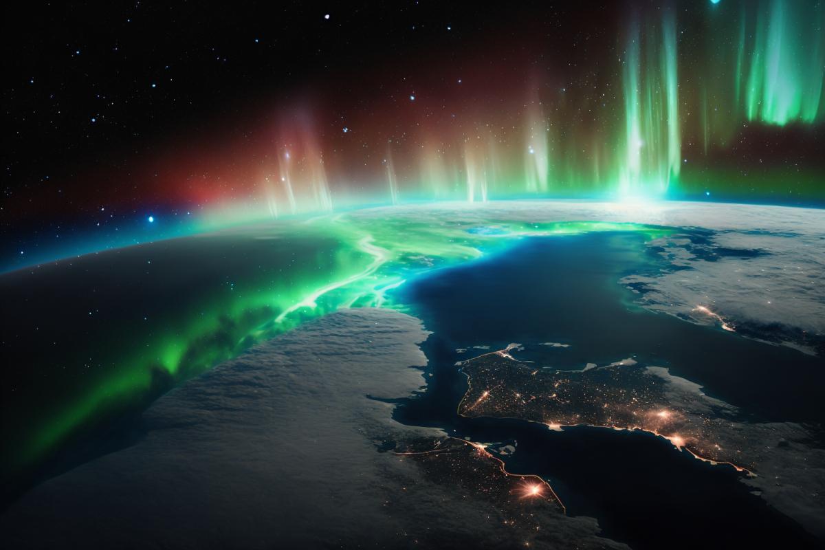 professional photo of the northern lights from space