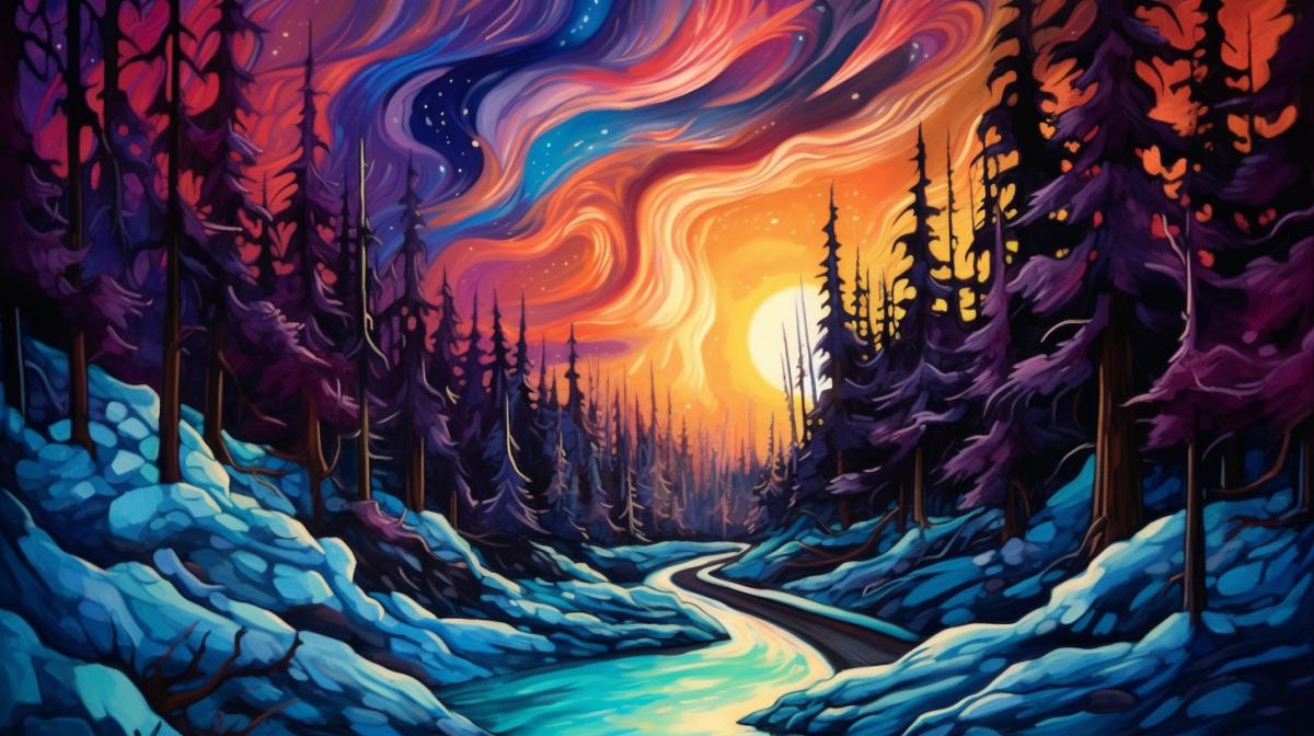 Aurora surrealism bright rich colors