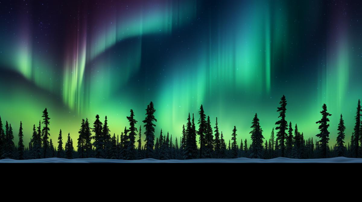Neon Nature Tableaux Midnight Northern Lights: Dancing sky lights, neon greens/purples, arctic night silence, cold air scent, smooth snow textures, aurora ice reflection, Fujifilm GFX quality, ultra-realistic textures, vibrant yet natural color palette, minimalist aurora photography