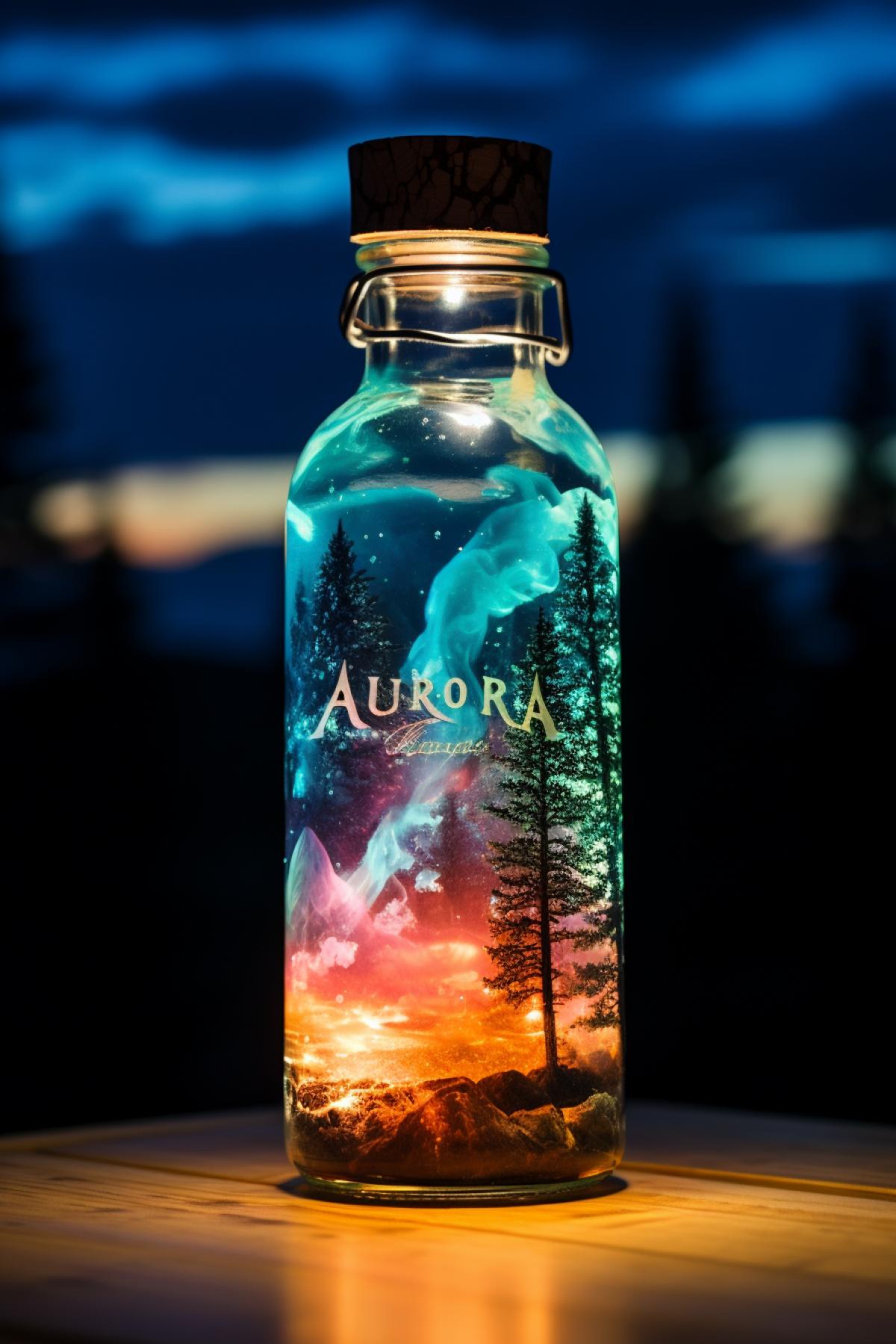 Aurora sky inside the bottle