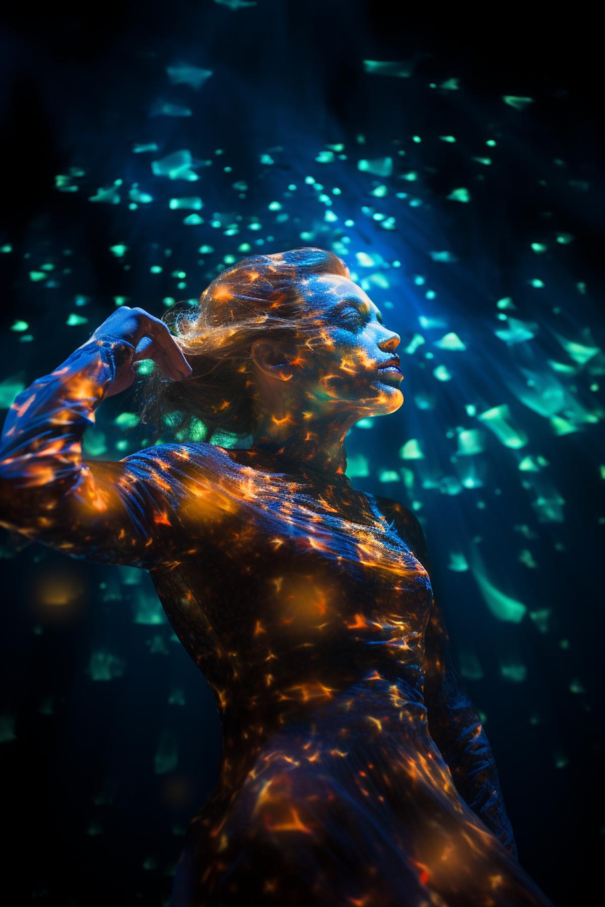 Imagine a low level diver wrapped in a suit adorned with bioluminescent patterns that illuminate the surrounding water. As the diver glides through the ocean depths, their every move leaves a trail of shimmering light, turning the underwater environment into a captivating ballet of colors. The diver, surrounded by an ethereal glow, becomes a luminescent muse, dancing with the marine life in a mesmerizing display of beauty beneath the waves.