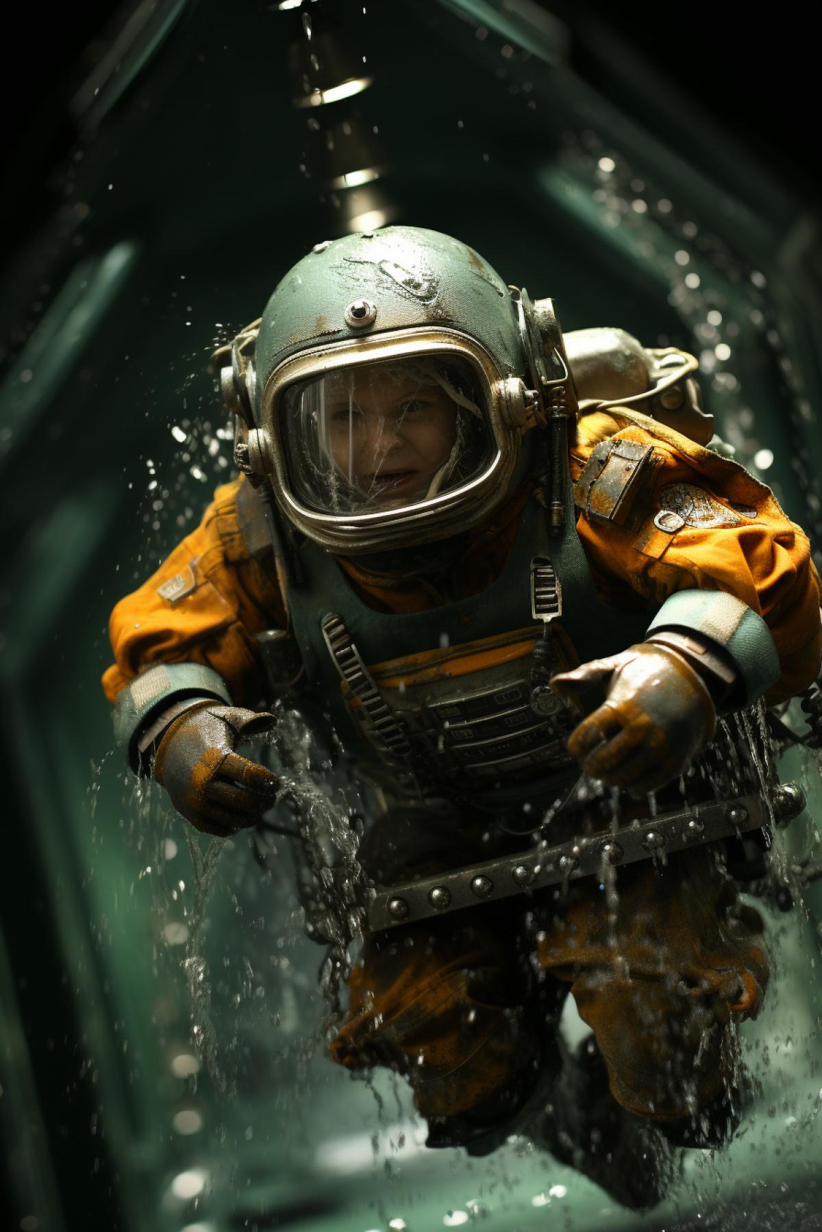 A little boy played diver:. He boldly went down to the bottom of the toilet.. The fat aunt pressed the pedal. The boy ran off into the stinking distance.