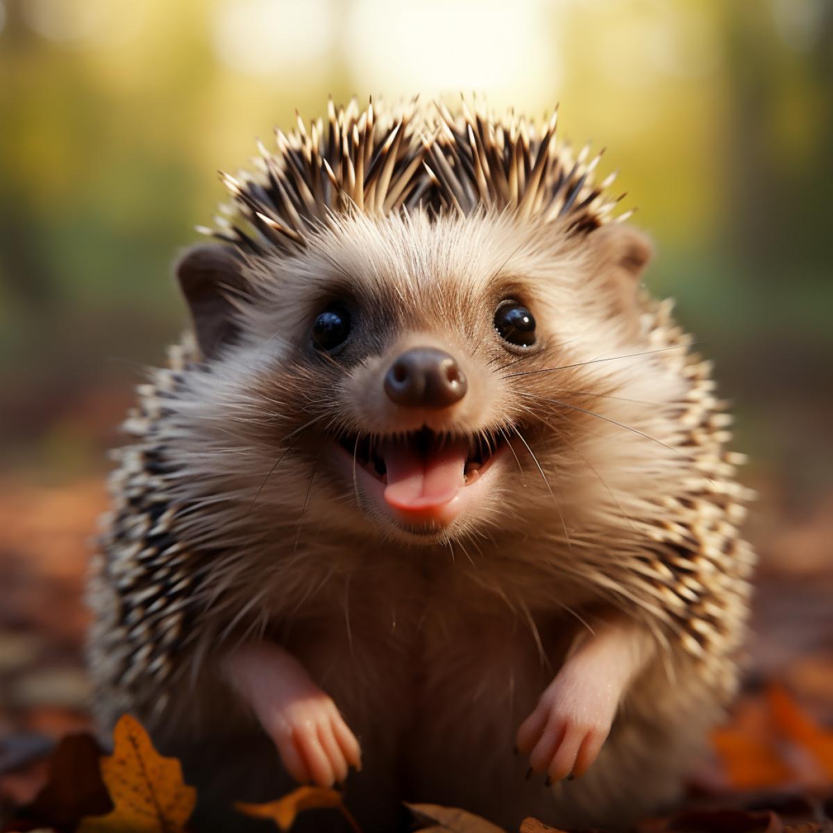 Smiling hedgehog, cute, photo