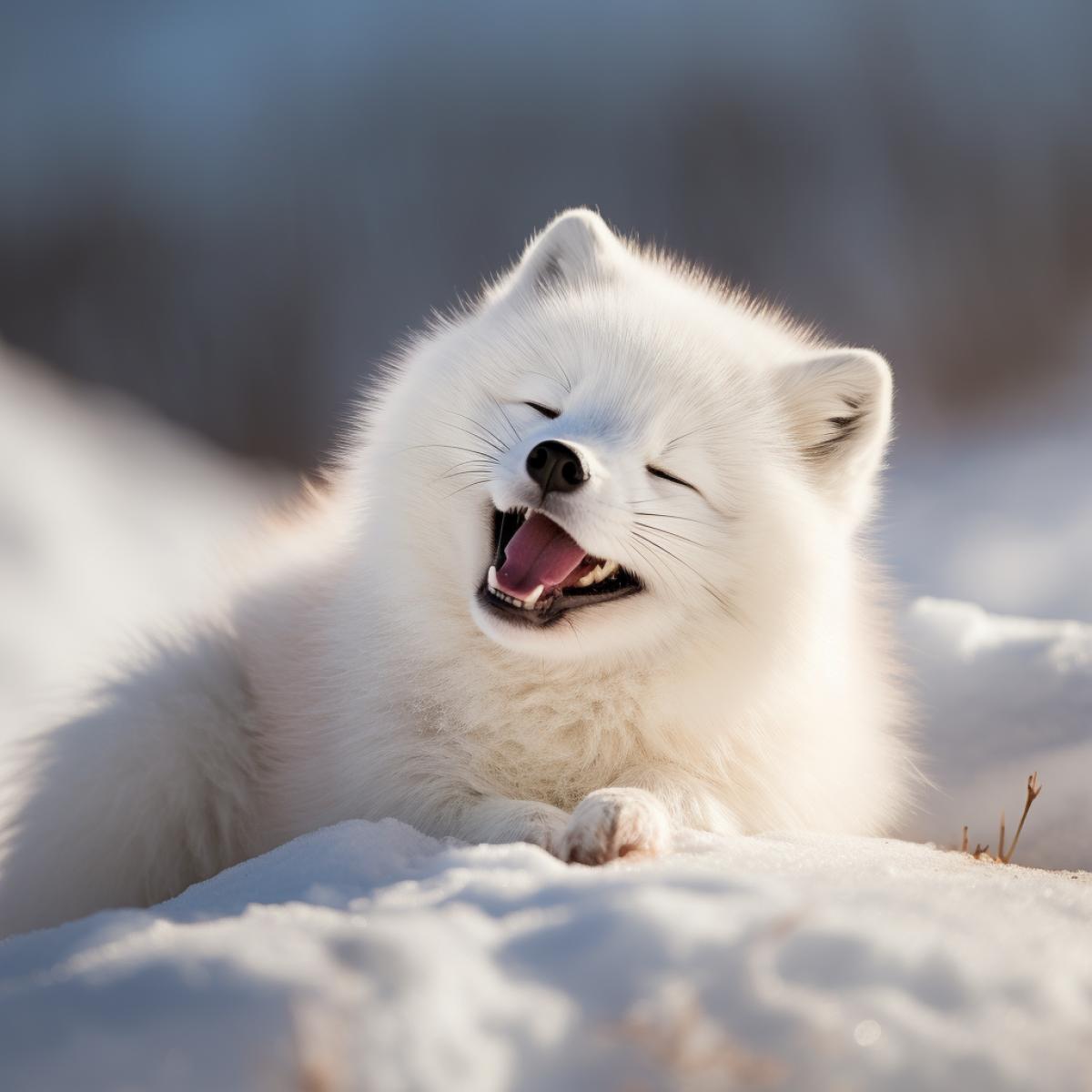 Smiling arctic fox