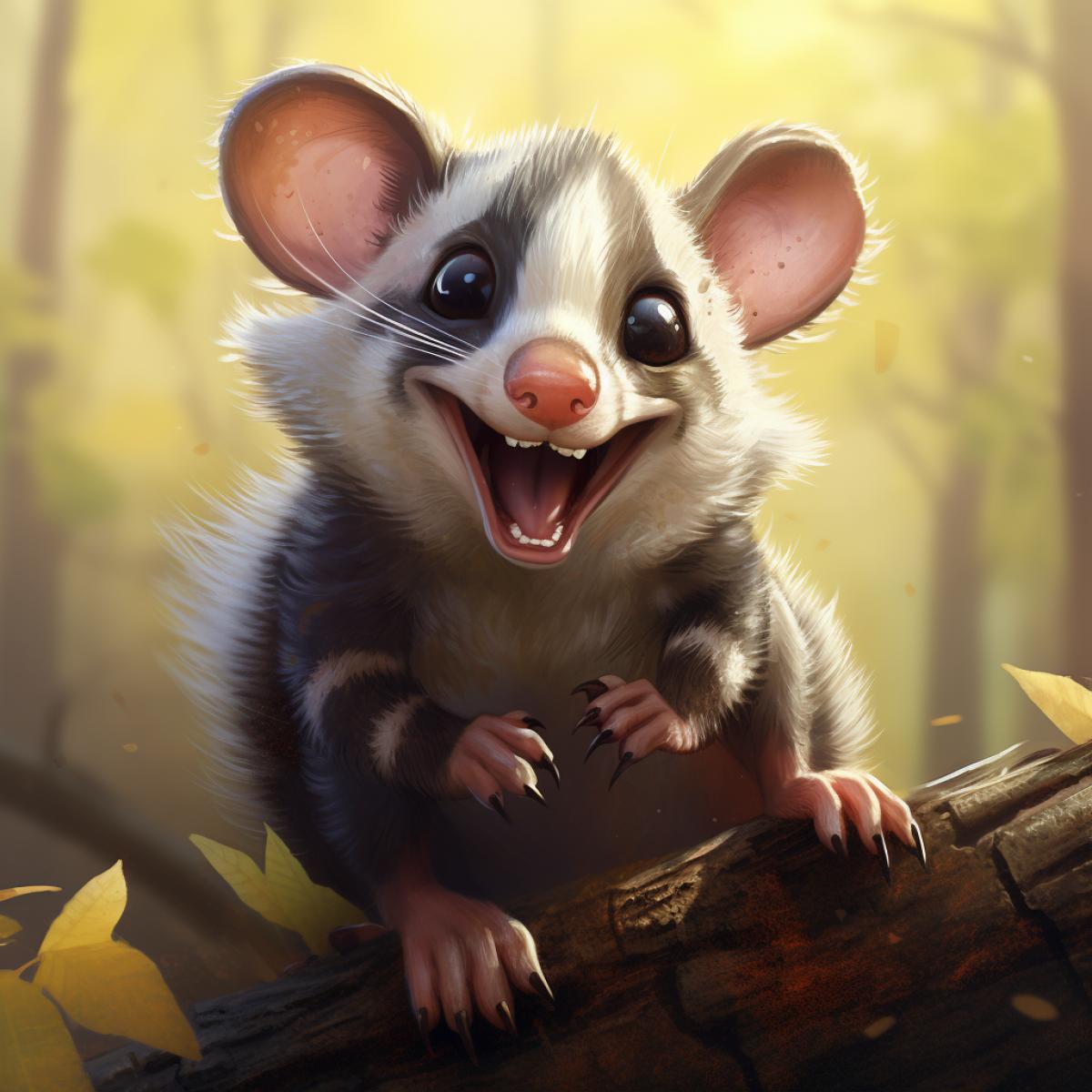Cute cheerful possum