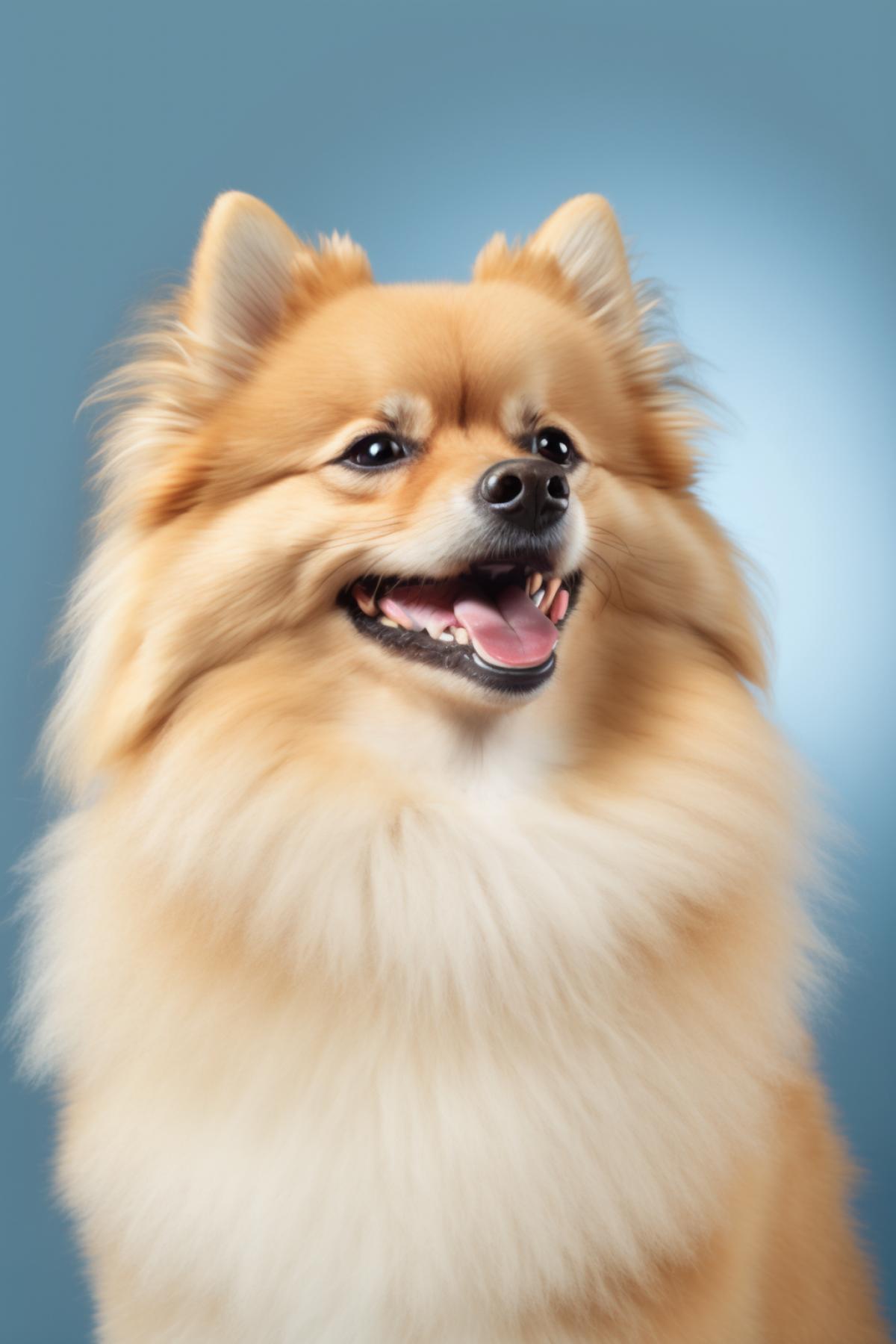 photo of a smiling Pomeranian Spitz, happy, high detail