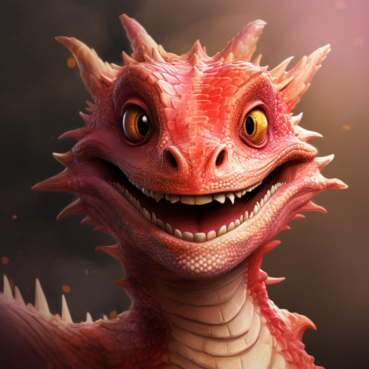 Cute smiling dragon, realistic