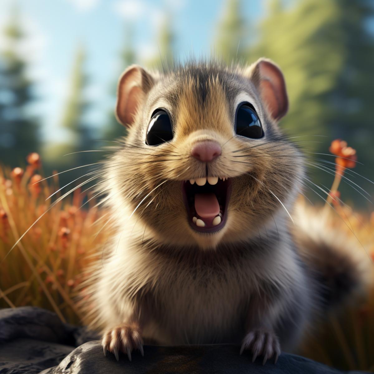 Cute little unreal animal smiling wide, realistic photo, hd