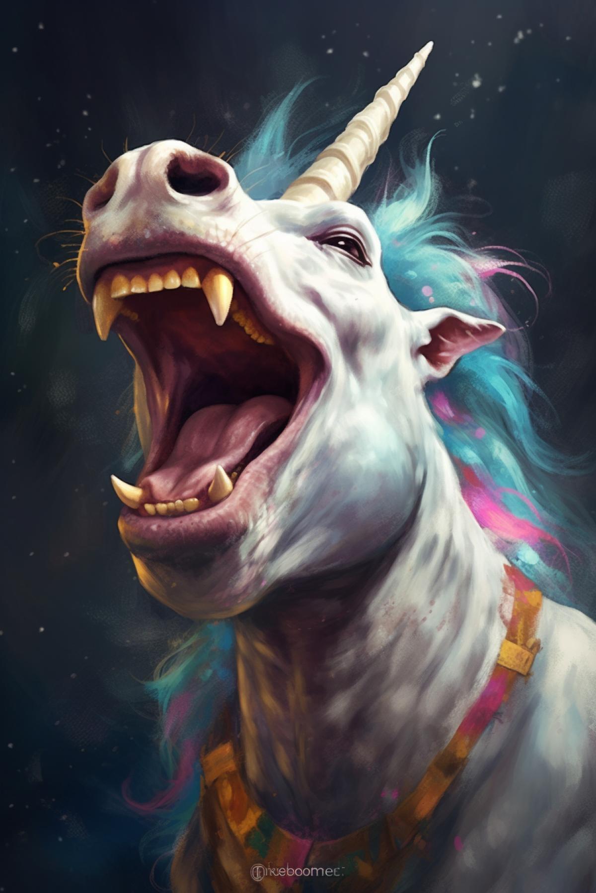 Unicorn smiles funny