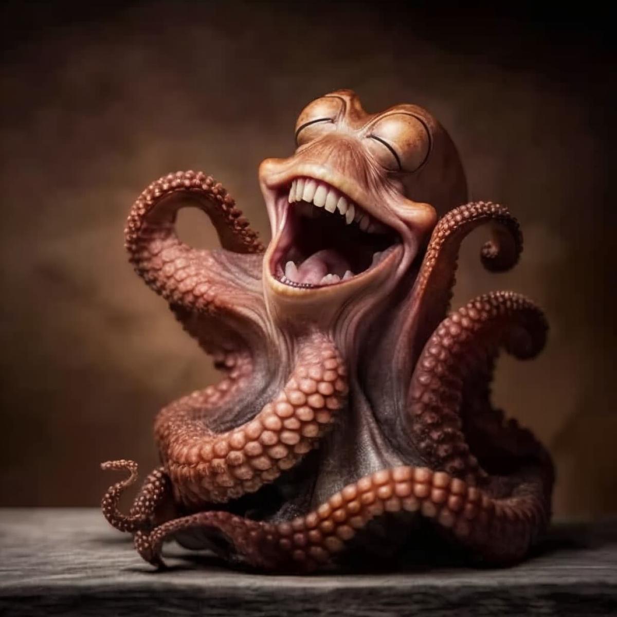 Octopus laughing, professional photo