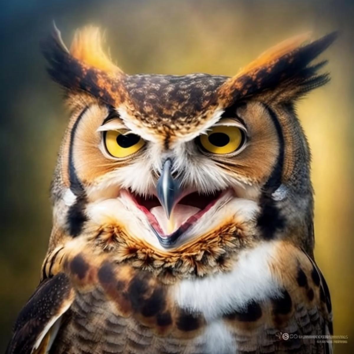Owl smiling, professional photo