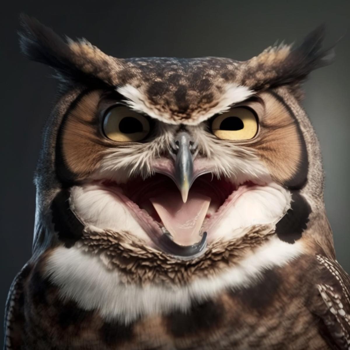 Owl smiling, professional photo