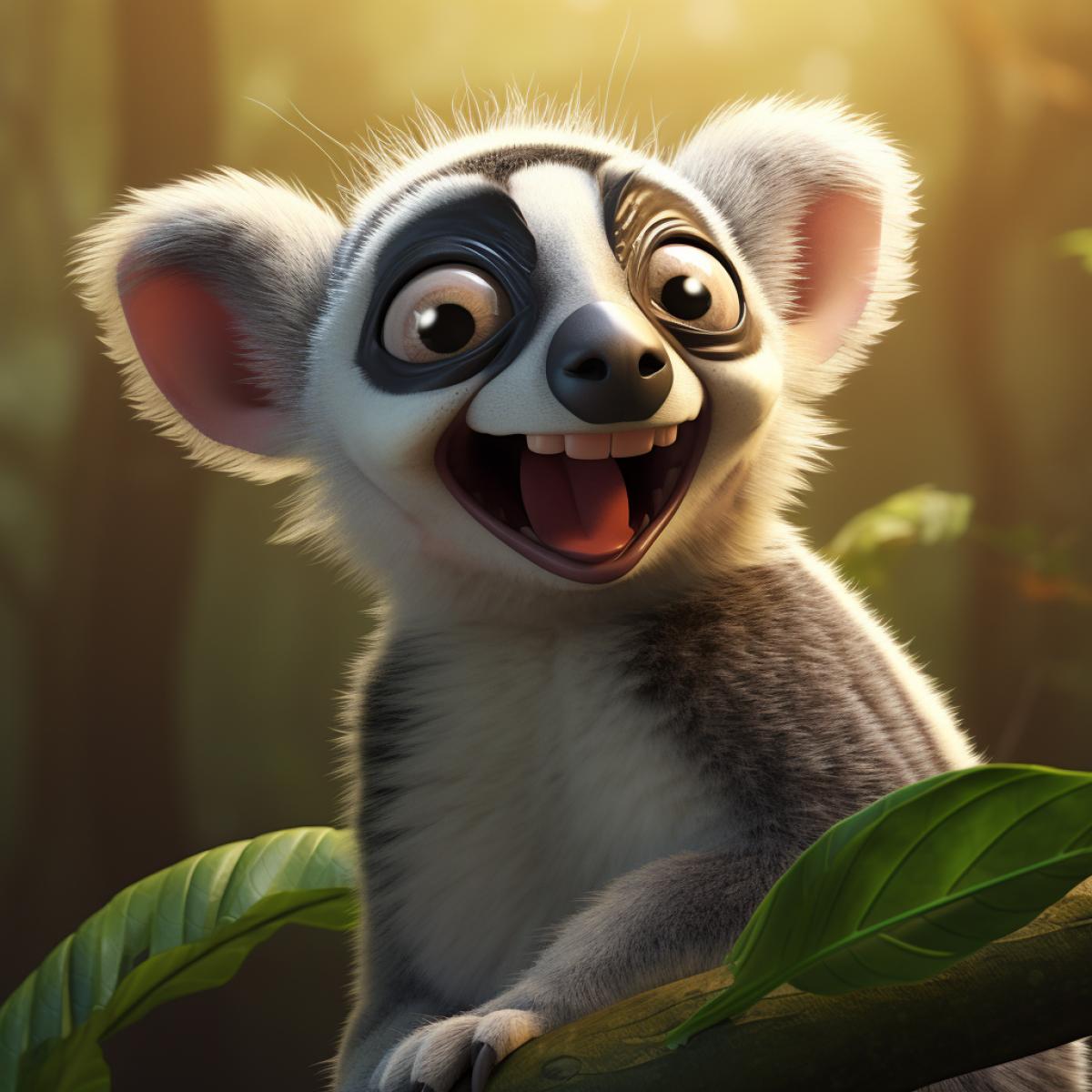 Cute smiling lemur realistic